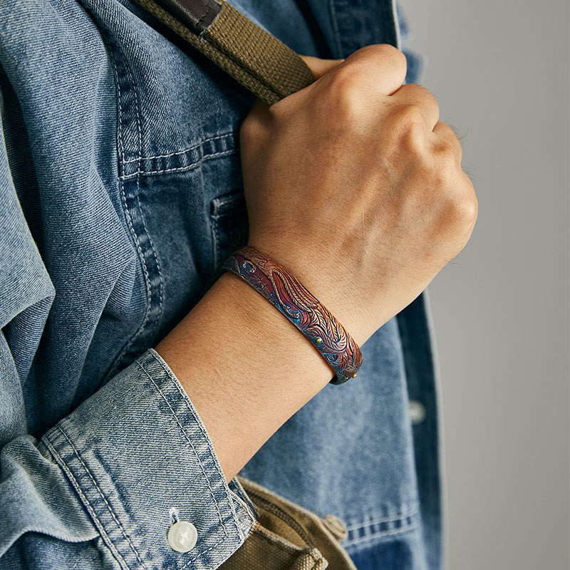 WorldNorse 999 Sterling Gold Hued Feather Engraved Bracelet - image 5