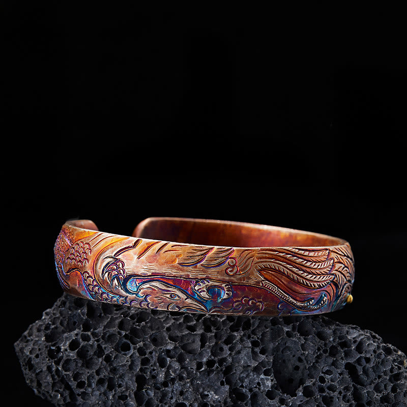 WorldNorse Handcrafted 999 Gold Hued Feather Engraved Bracelet - Inner Circumference 19 cm - NO THANKS - image 0
