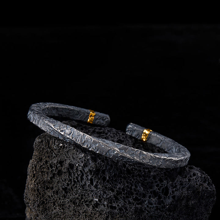 WorldNorse 999 Sterling Silver Dark Textured Gold Trimmed Twisted Bracelet - image 0