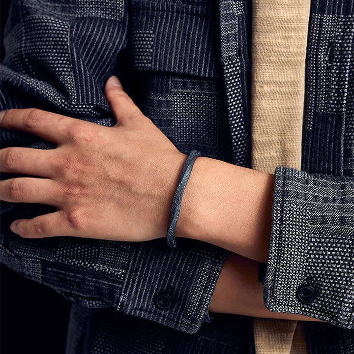 WorldNorse 999 Sterling Silver Dark Textured Gold Trimmed Twisted Bracelet - image 8