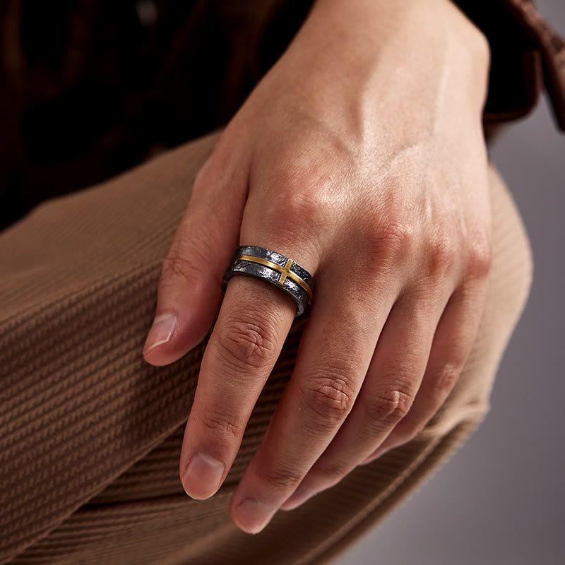 WorldNorse 999 Sterling Silver Dark Textured Forged Cross Ring - image 5