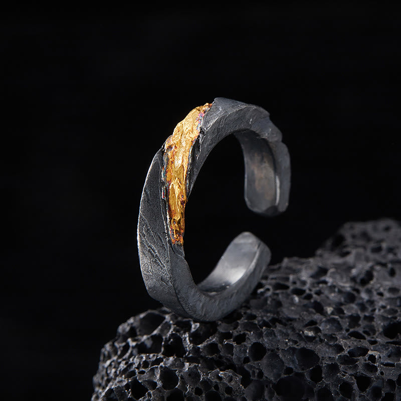 WorldNorse 999 Sterling Gold Flowing Fire Rugged Branch Ring - Inner Circumference 62.5-65 mm - image 0