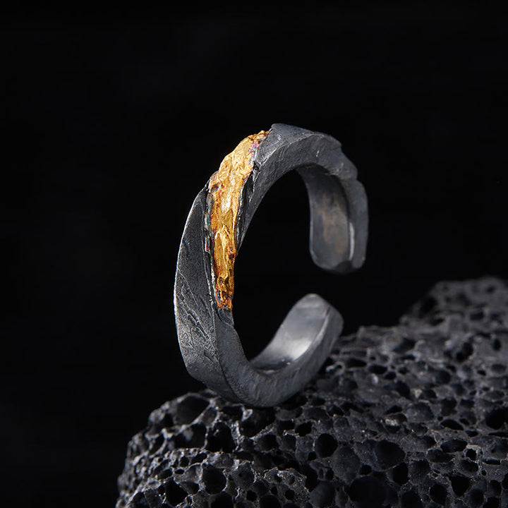 WorldNorse 999 Sterling Gold Flowing Fire Rugged Branch Ring - Inner Circumference 62.5-65 mm - image 0