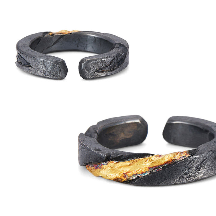 WorldNorse Handcrafted 999 Gold Flowing Fire Rugged Branch Ring - image 4