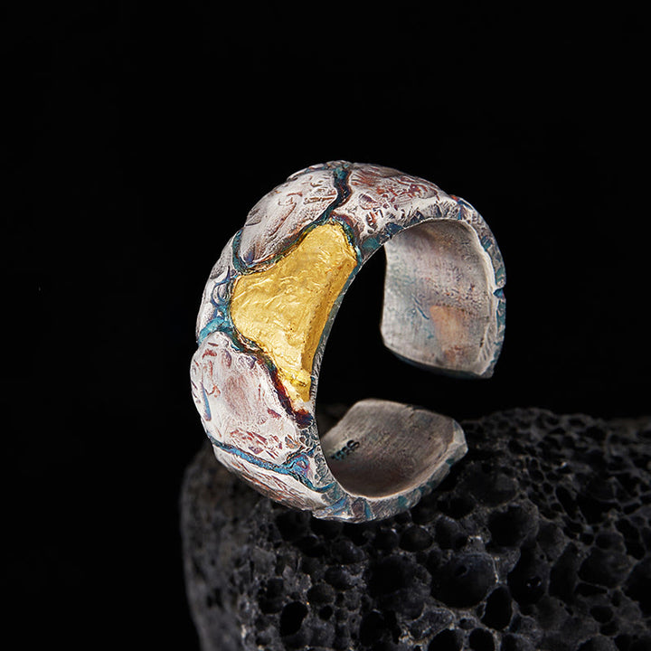 WorldNorse Handcrafted 999 Gold Multicolor Textured Ring - Inner Circumference 65-67.5 mm - NO THANKS - image 0