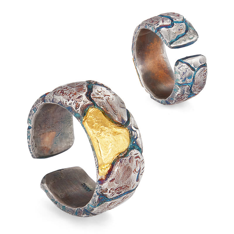 WorldNorse Handcrafted 999 Gold Multicolor Textured Ring - image 4