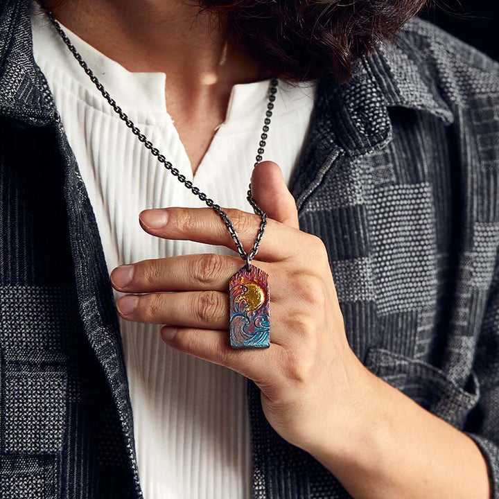 WorldNorse 999 Sterling Gold Hued Wave Moon Necklace - image 4