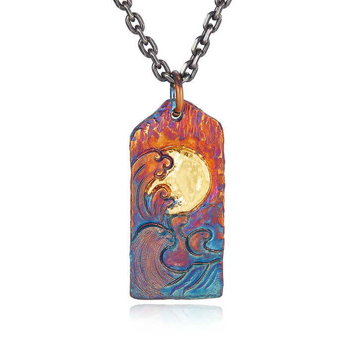 WorldNorse 999 Sterling Gold Hued Wave Moon Necklace - image 2