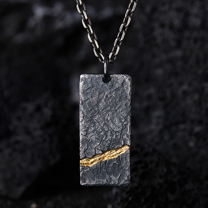 WorldNorse Handcrafted 999 Silver Dark Textured Rough Necklace - With Chain - NO THANKS - image 0