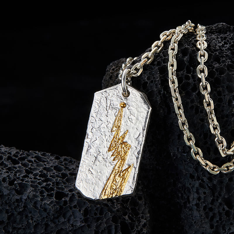 WorldNorse 999 Sterling Silver Textured Lightning Necklace - With Chain - image 0