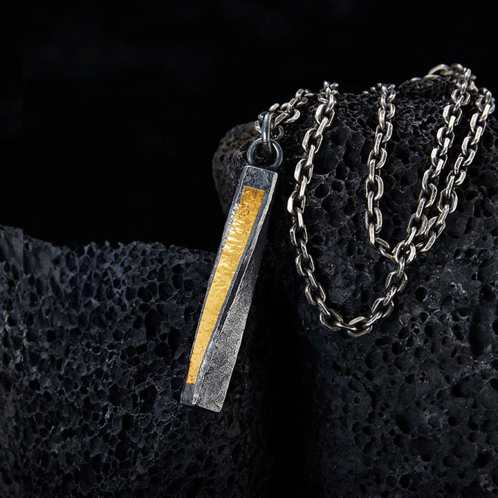 WorldNorse Handcrafted 999 Silver Textured Twisted Bar Necklace - With Chain - NO THANKS - image 0