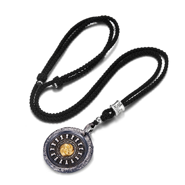WorldNorse Handcrafted 999 Silver Spiral Rune Disk Necklace - With Cotton Rope - NO THANKS - image 3