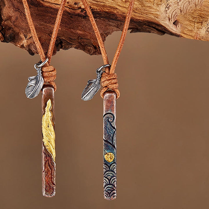 WorldNorse Handcrafted 999 Gold Textured Wave Feather Accent Necklace - A Pair - image 6