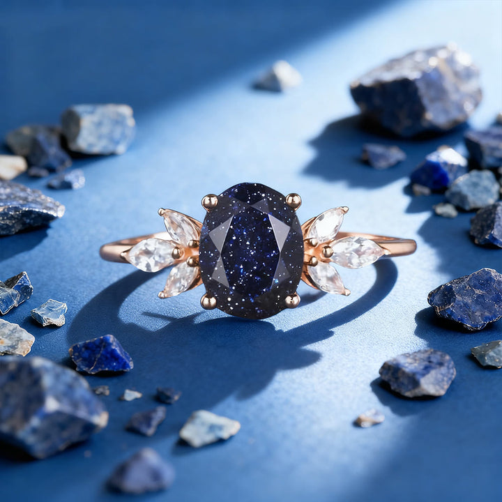 WorldNorse Blue Sandstone Galaxy Whisper Ring - AU Size T1/2 (US 10) - image 0