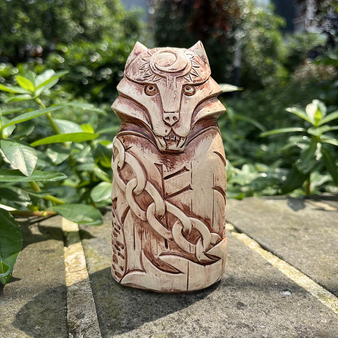WorldNorse Celestial Chain Wolf Rune Statue Decoration - image 1