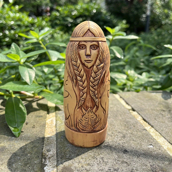 WorldNorse Braided Hair Animal Embrace Statue Decoration - Goddess - image 0