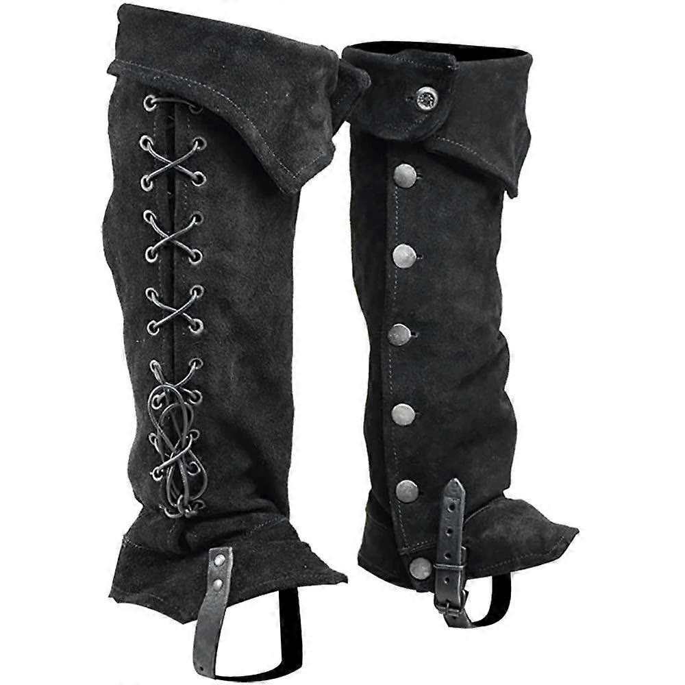 WorldNorse Gothic Lacing Studded Warrior Boots Cover - Black - One Pair - image 0