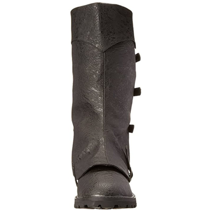 WorldNorse Multi Buckle Textured Fold Over Knee High Boots - image 4