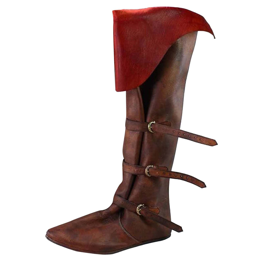 WorldNorse Rustic Strap Embellished Fold Over Knee High Boots - image 6