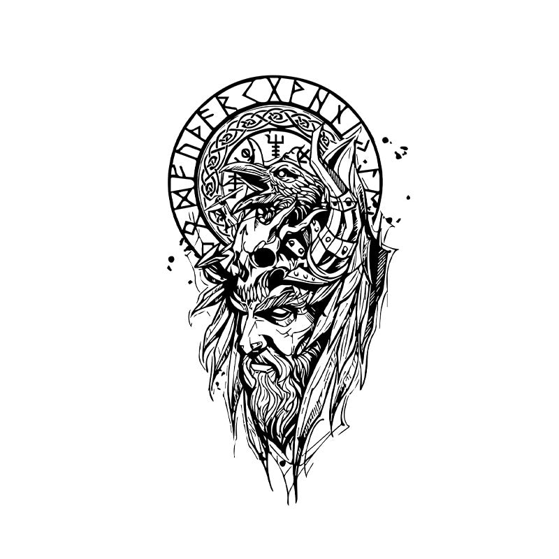 WorldNorse Gothic Vegvisir Raven Symbolism Waterproof Tattoo Stickers - Two Pieces - image 0