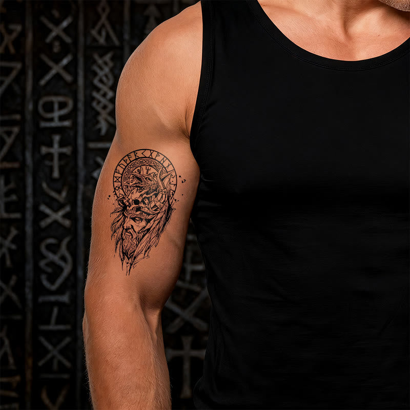 WorldNorse Gothic Vegvisir Raven Symbolism Waterproof Tattoo Stickers - image 1