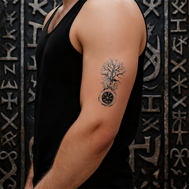 WorldNorse Vegvisir Yggdrasil Pillar Waterproof Tattoo Stickers - image 5