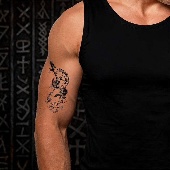 WorldNorse Grunge Norse Weapon Chrono Blaze Waterproof Tattoo Stickers - image 1