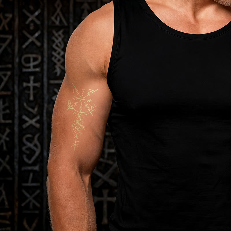 WorldNorse Gilded Vegvisir Lance Waterproof Tattoo Stickers - image 1