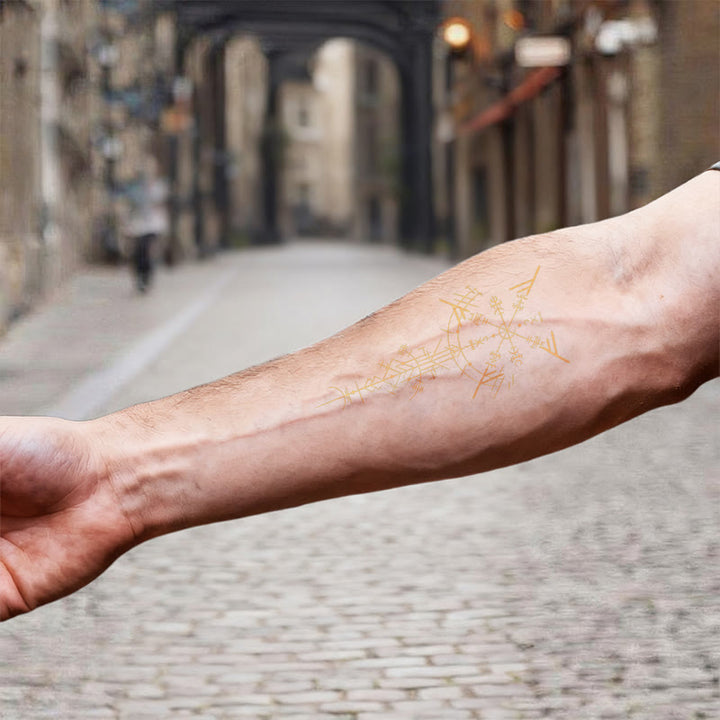 WorldNorse Gilded Vegvisir Lance Waterproof Tattoo Stickers - image 6