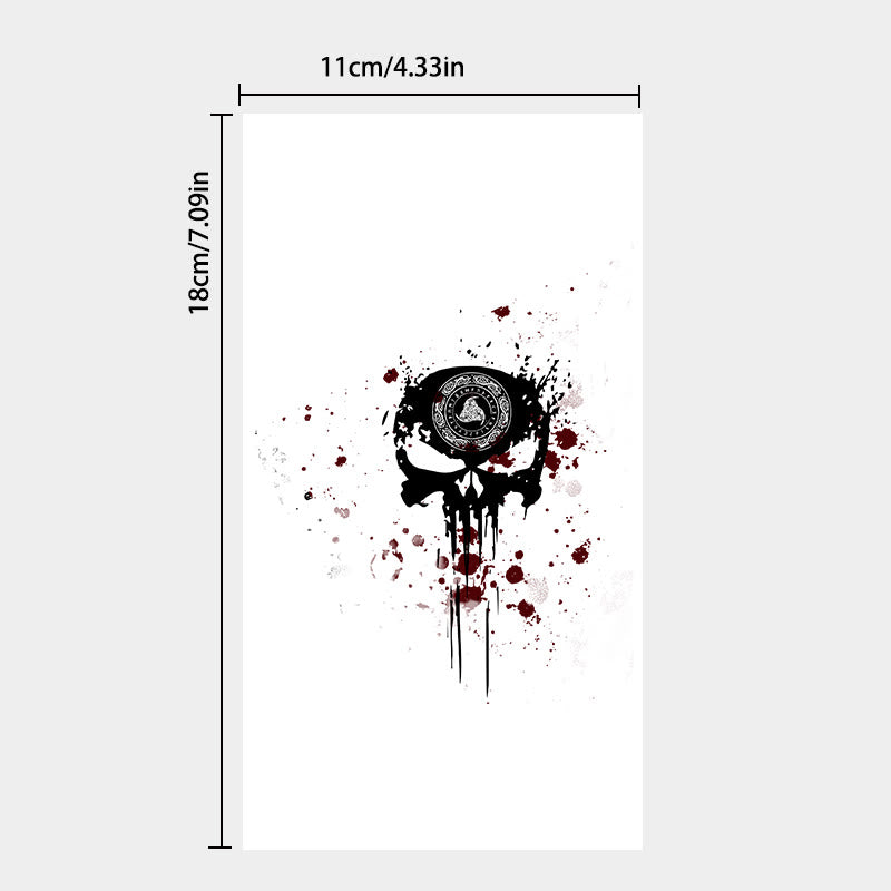 WorldNorse Blood Splattered Rune Skull Waterproof Tattoo Stickers - image 3