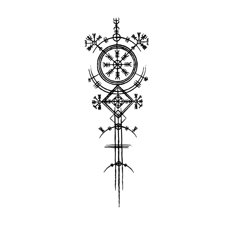 WorldNorse Architected Compass Spire Waterproof Tattoo Stickers - Two Pieces - image 0