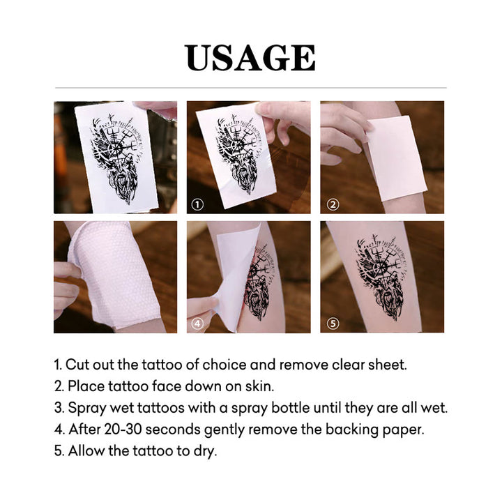 WorldNorse Seer Odin Totem Vegvisir Waterproof Tattoo Stickers - image 4