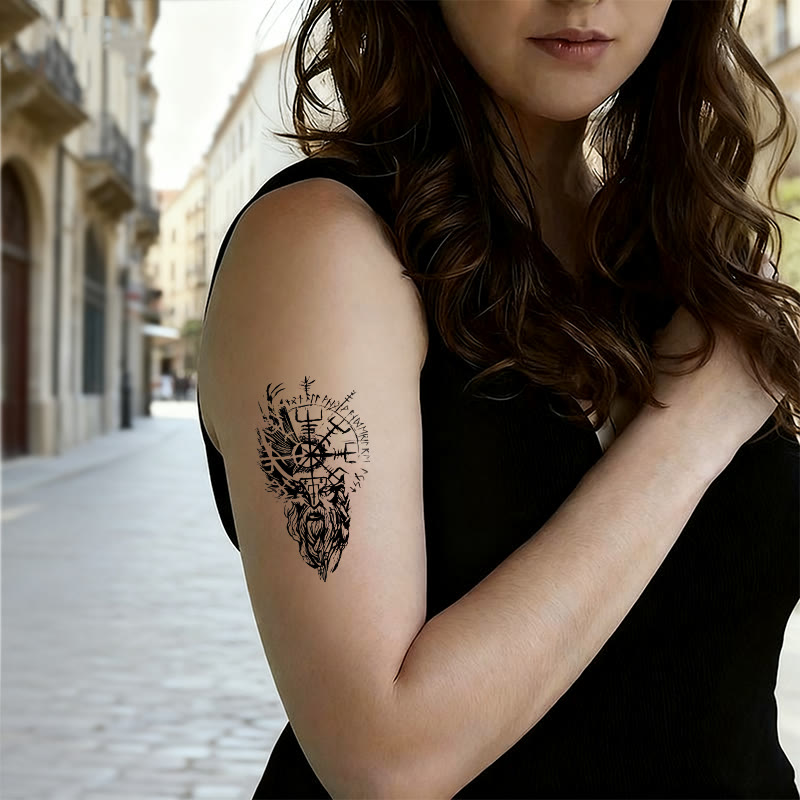 WorldNorse Seer Odin Totem Vegvisir Waterproof Tattoo Stickers - image 2