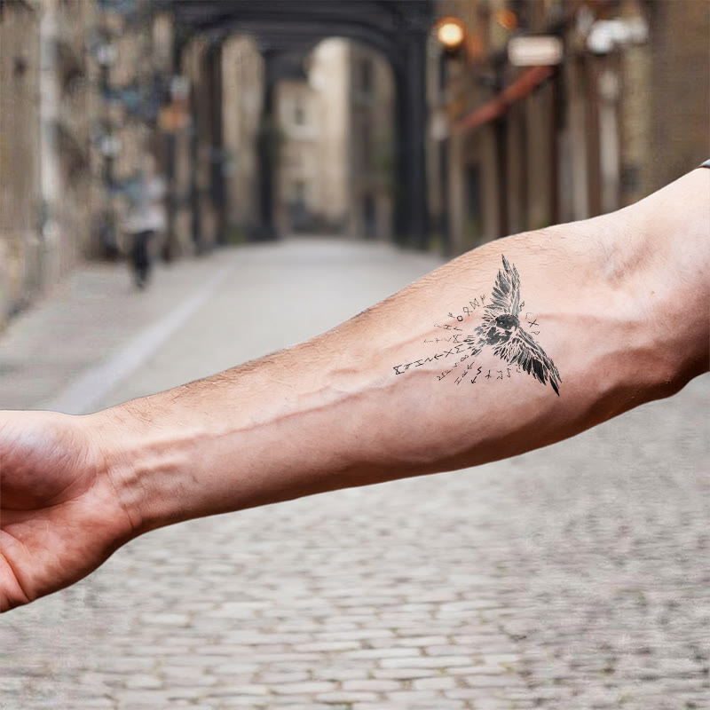 WorldNorse Viking Rune Cascade Raven Waterproof Tattoo Stickers - image 6