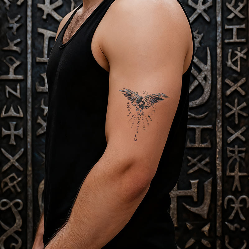 WorldNorse Viking Rune Cascade Raven Waterproof Tattoo Stickers - image 5