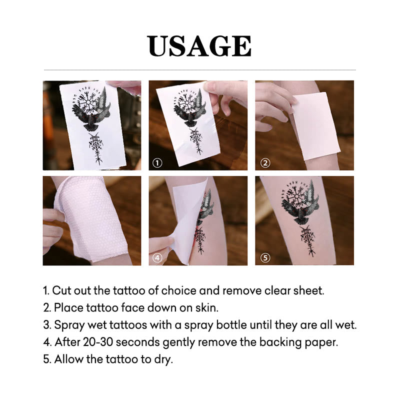 WorldNorse Viking Dark Rune Raven Emblem Waterproof Tattoo Stickers - image 4