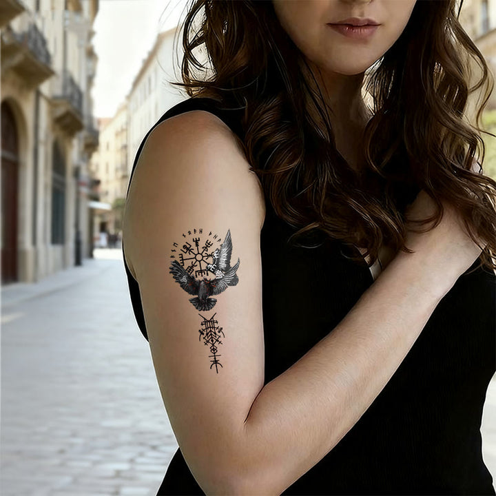 WorldNorse Viking Dark Rune Raven Emblem Waterproof Tattoo Stickers - image 2