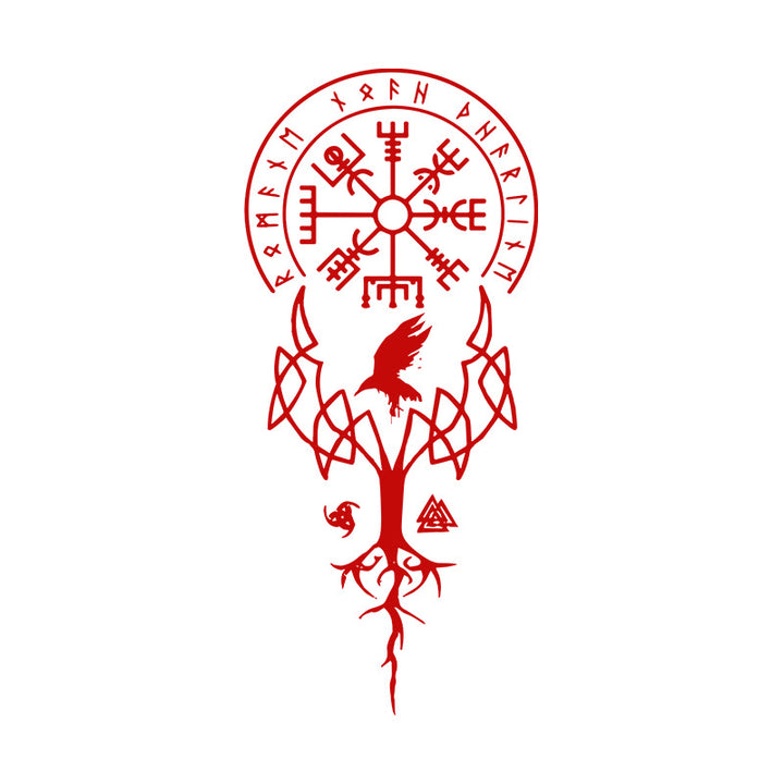 WorldNorse Rune Raven Yggdrasil Waterproof Tattoo Stickers - Two Pieces - image 0