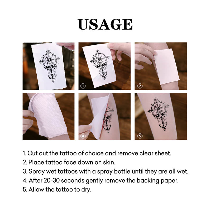WorldNorse Gothic Rune Compass Vegvisir Waterproof Tattoo Stickers - image 4