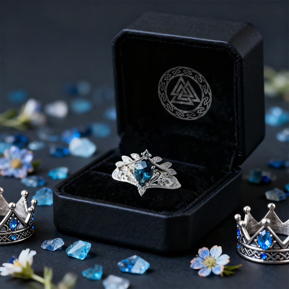 WorldNorse Blue Topaz Flower Crown Ring Set - image 4