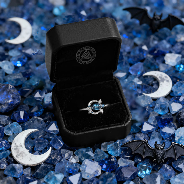 WorldNorse Blue Topaz Moon Bat Ring - image 8