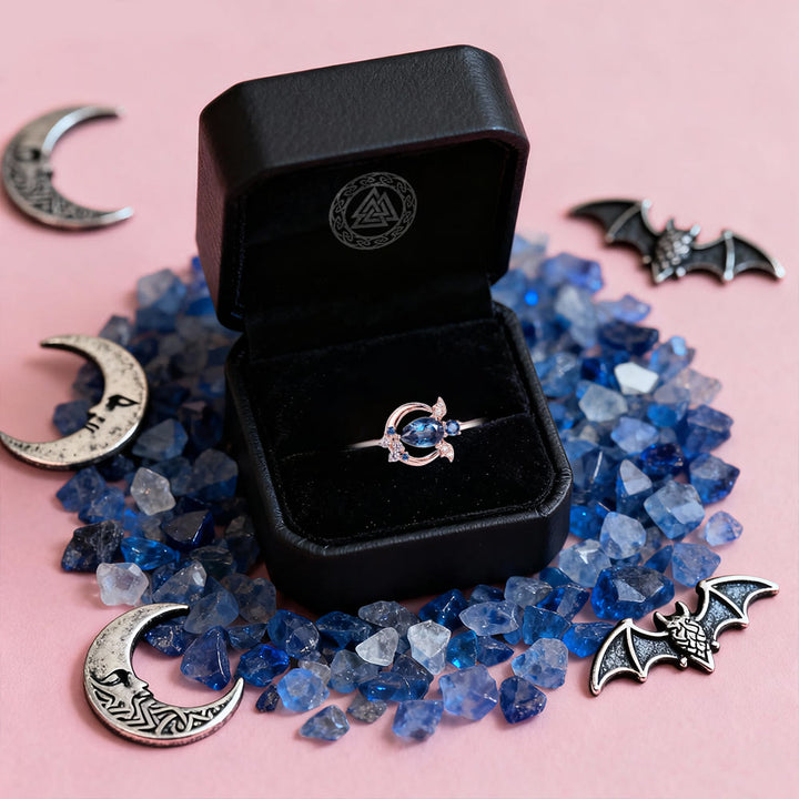 WorldNorse Blue Topaz Moon Bat Ring - image 4