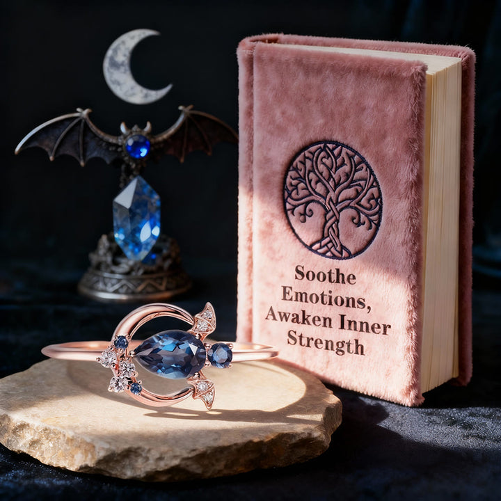 WorldNorse Blue Topaz Moon Bat Ring - image 3