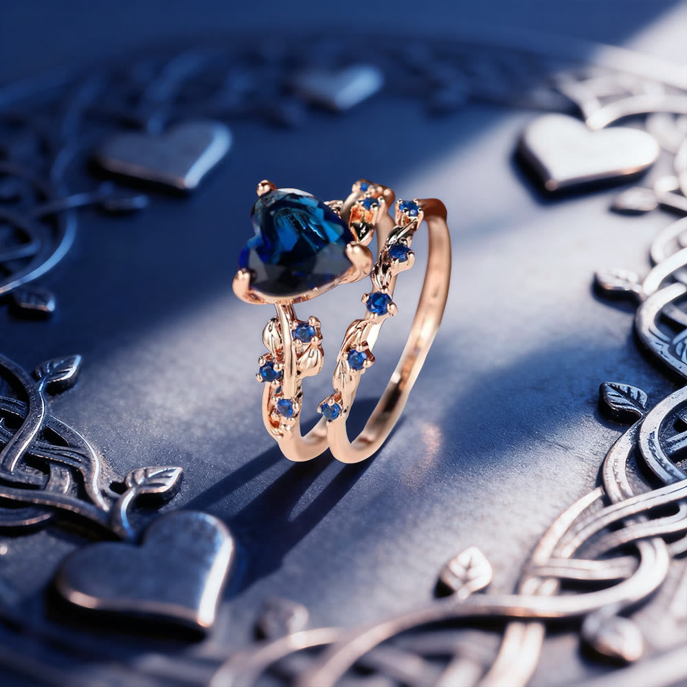 WorldNorse Love Heart Vine Ring Set - Blue - AU Size T1/2 (US 10) - image 0