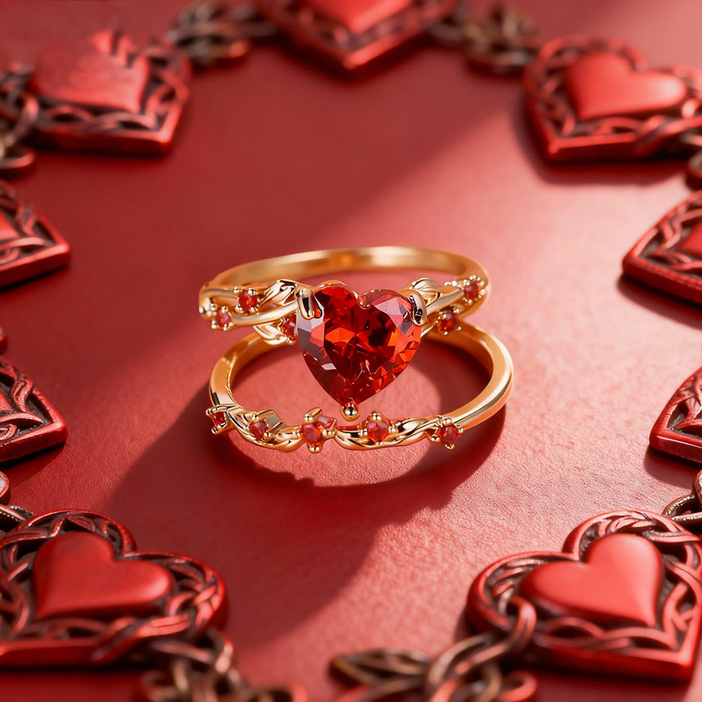 WorldNorse Love Heart Vine Ring Set - Red - AU Size T1/2 (US 10) - image 7