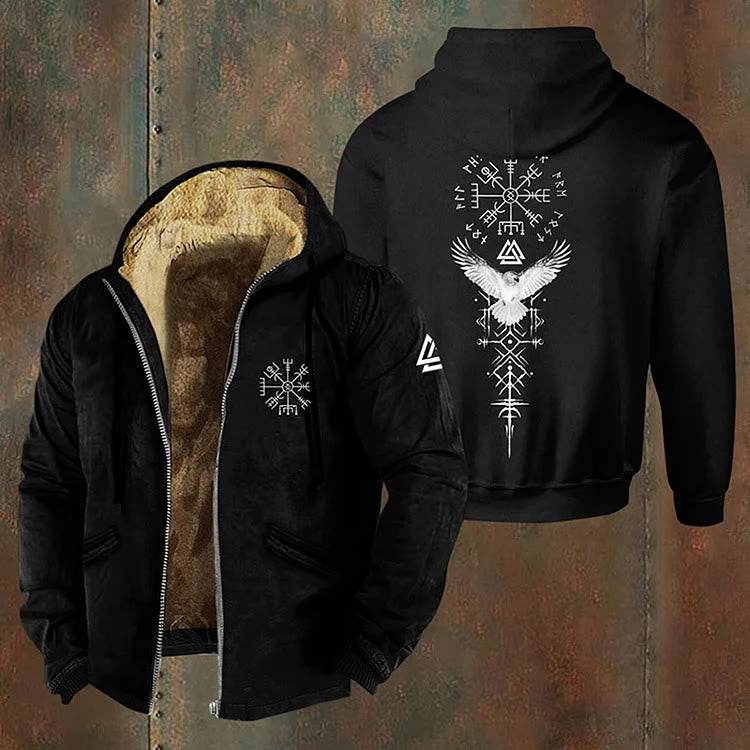 WorldNorse Vegvisir Raven Valknut Zipper Hoodie Coat - US/UK/AU50，EU60 (5XL) - image 0