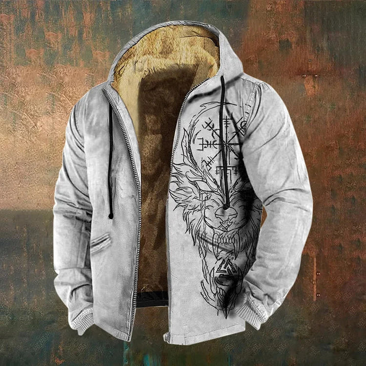 WorldNorse Fenrir Valknut Vegvisir Zipper Hoodie Coat - US/UK/AU50，EU60 (5XL) - image 0