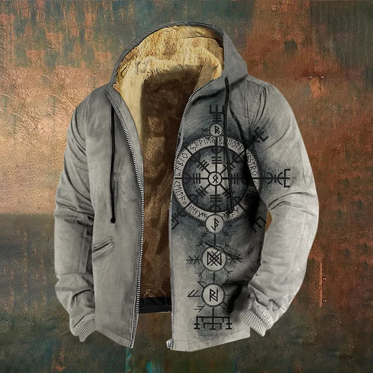 WorldNorse Vegvisir Rune Stacked Zipper Hoodie Coat - US/UK/AU50，EU60 (5XL) - image 0