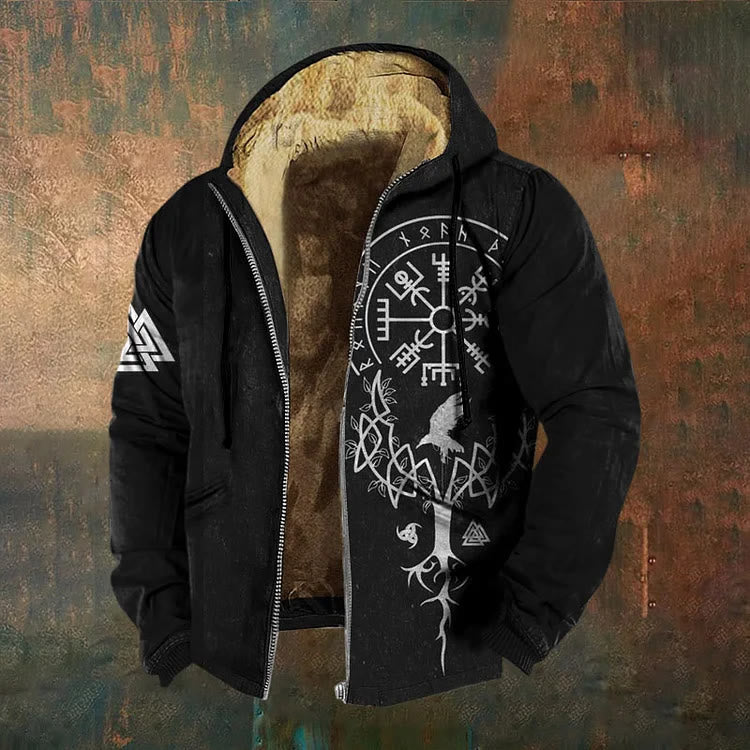 WorldNorse Yggdrasil Raven Vegvisir Valknut Zipper Hoodie Coat - US/UK/AU50，EU60 (5XL) - image 0
