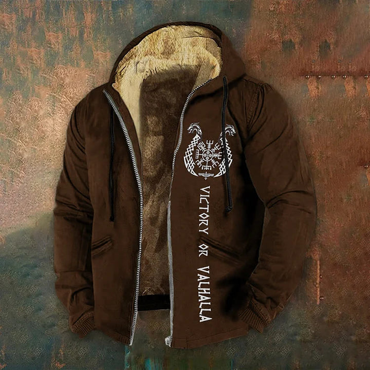 WorldNorse Vegvisir Norse Dragon Valhalla Zipper Hoodie Coat - Brown - US/UK/AU50，EU60 (5XL) - image 1